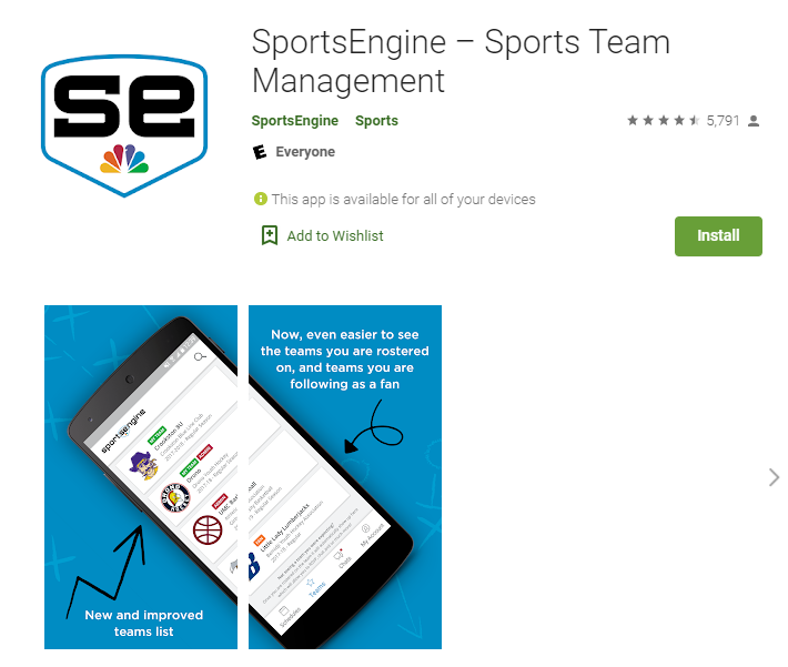 SportsEngine mobile app