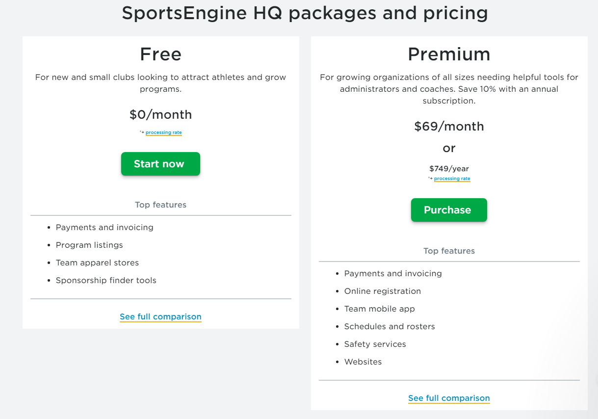 SportsEngine pricing